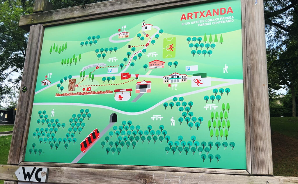 ビルバオ Bilbao アルチャンダ山展望台（Artxanda viewpoint）頂上にある案内図。